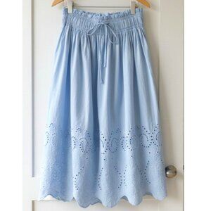 NWT Blue Eyelet Skirt With Wide Waist - Size S